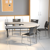 Wren 60''W x 66''L Horseshoe Grey Thermal Laminate Activity Table - Standard Height Adjustable Legs