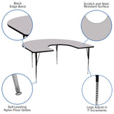 Wren 60''W x 66''L Horseshoe Grey Thermal Laminate Activity Table - Standard Height Adjustable Legs