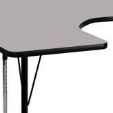 Wren 60''W x 66''L Horseshoe Grey Thermal Laminate Activity Table - Standard Height Adjustable Legs