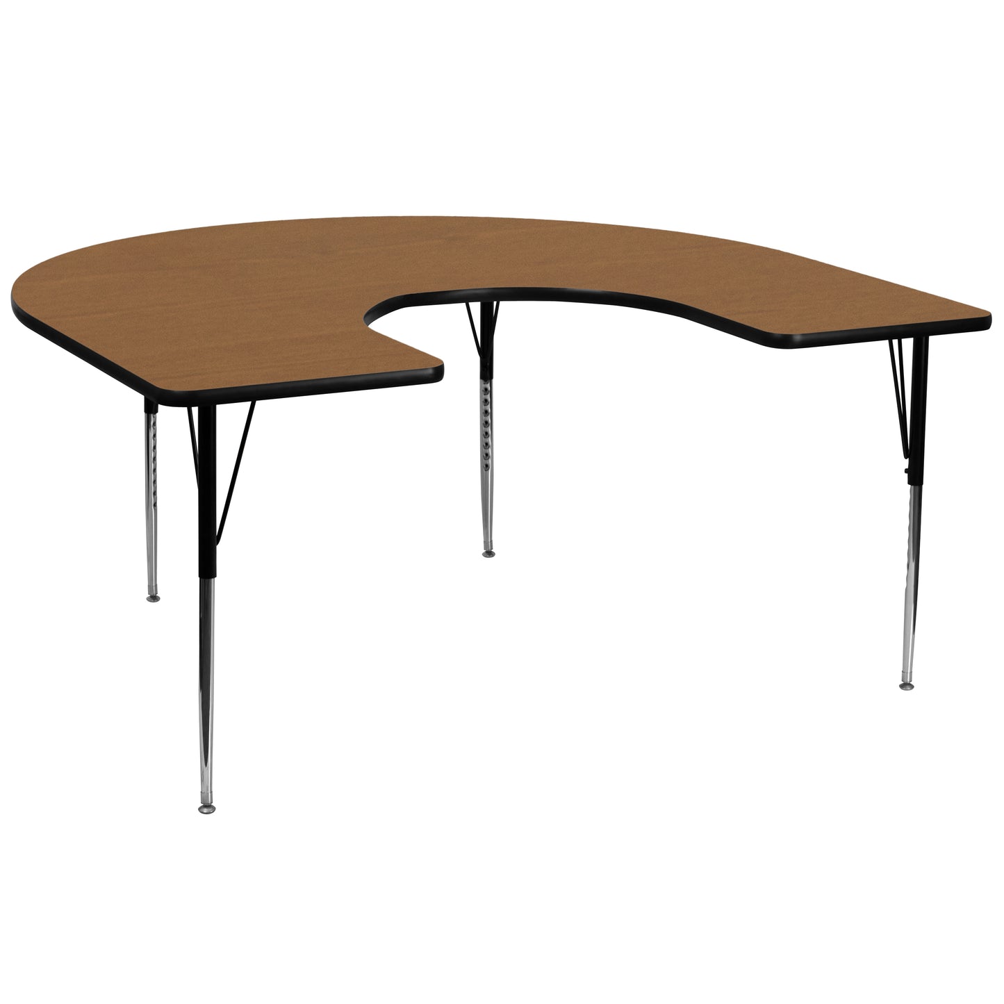 Wren 60''W x 66''L Horseshoe Oak Thermal Laminate Activity Table - Standard Height Adjustable Legs