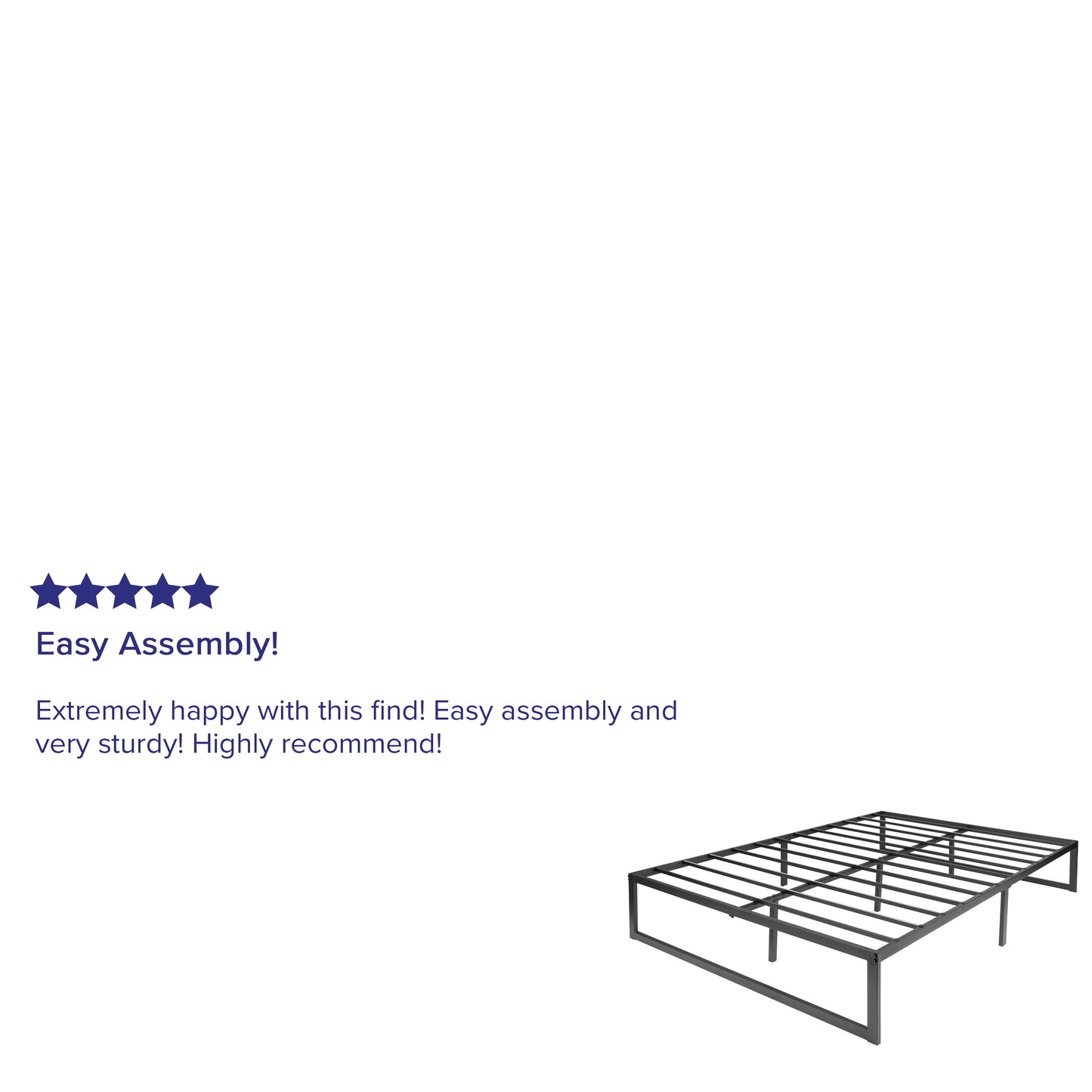 Lana 14 Inch Metal Platform Bed Frame - No Box Spring Needed with Steel Slat Support and Quick Lock Functionality (Full)