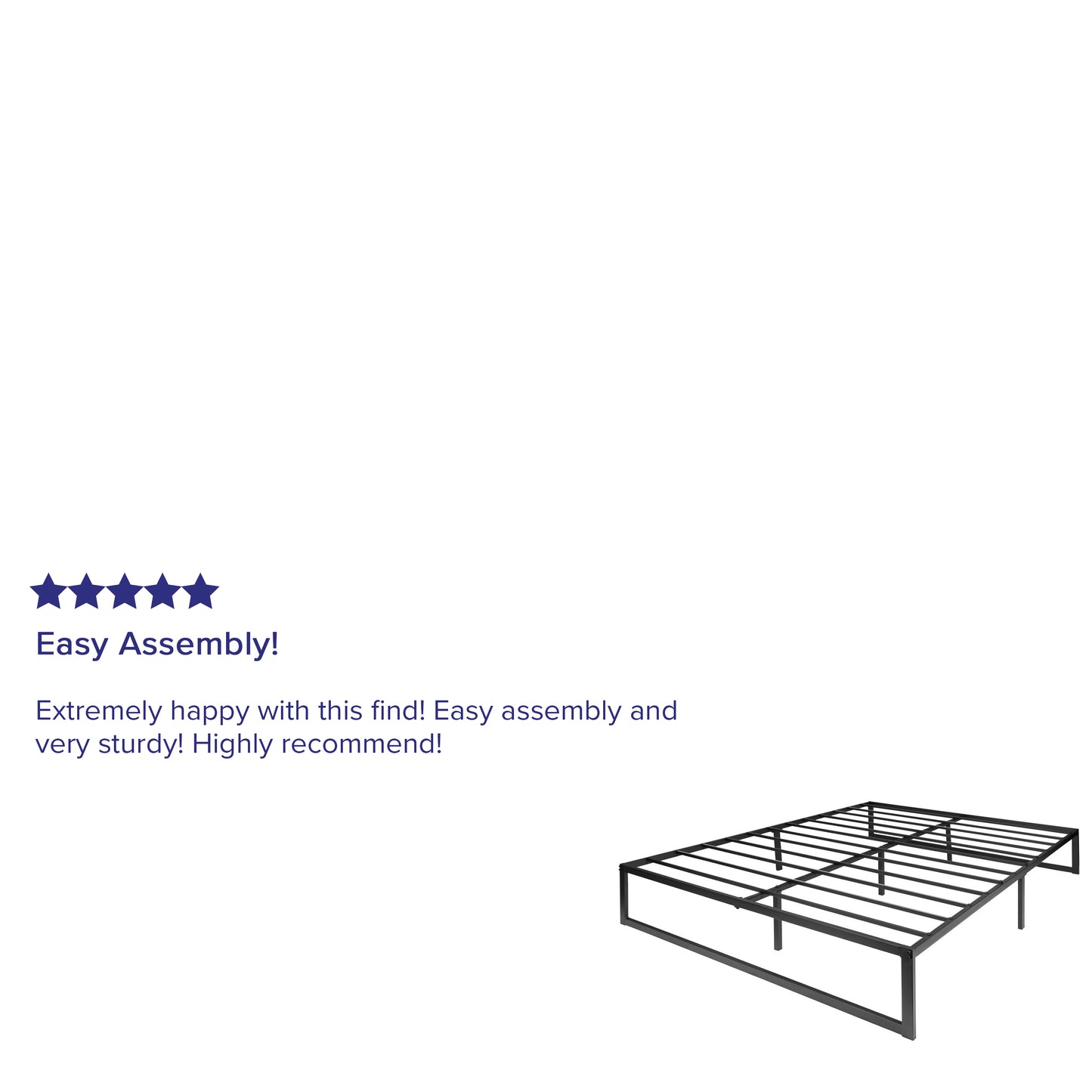 Lana 14 Inch Metal Platform Bed Frame - No Box Spring Needed with Steel Slat Support and Quick Lock Functionality (Queen)