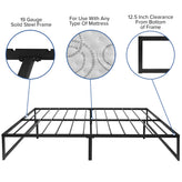 Lana 14 Inch Metal Platform Bed Frame - No Box Spring Needed with Steel Slat Support and Quick Lock Functionality (Queen)