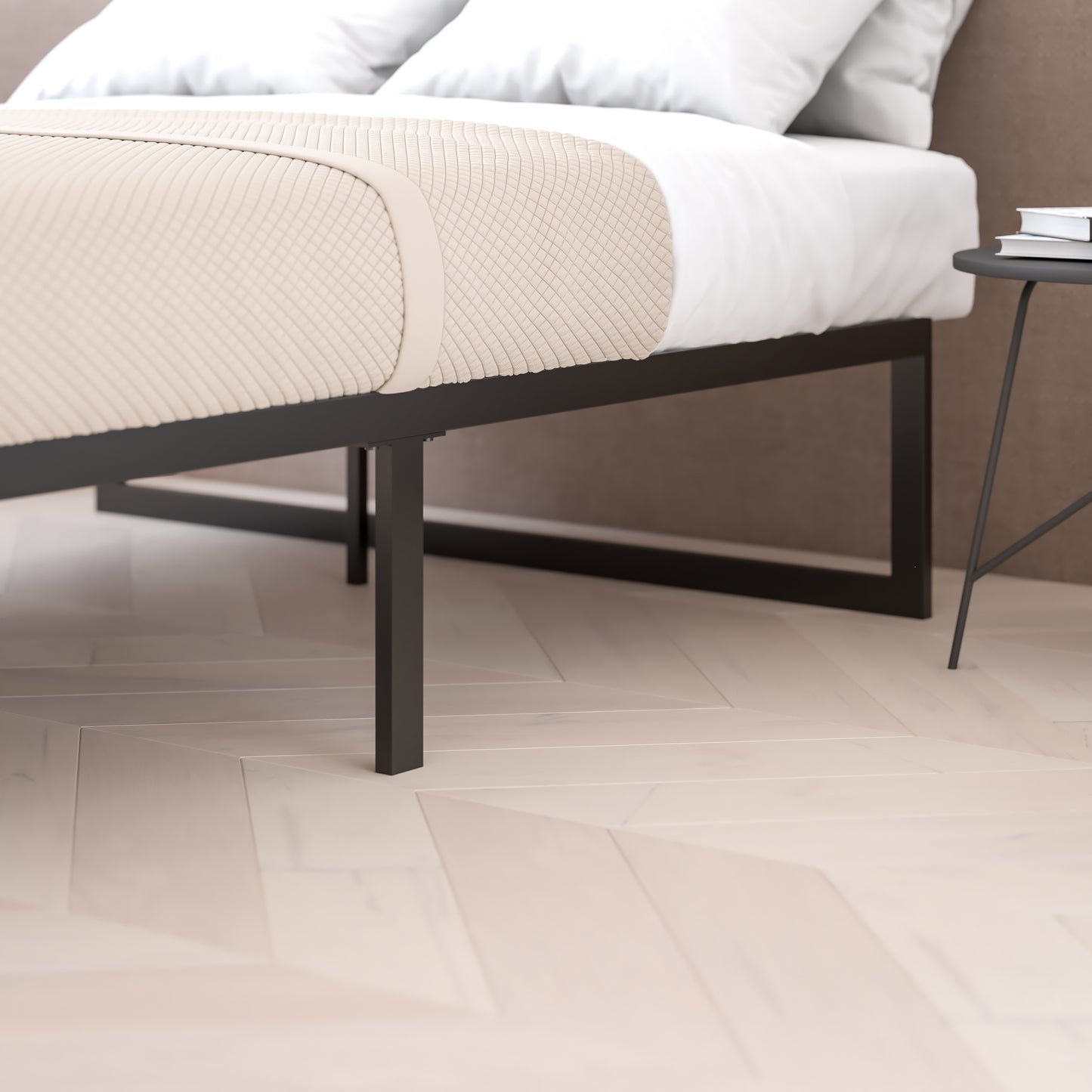 Lana 14 Inch Metal Platform Bed Frame - No Box Spring Needed with Steel Slat Support and Quick Lock Functionality (Twin)