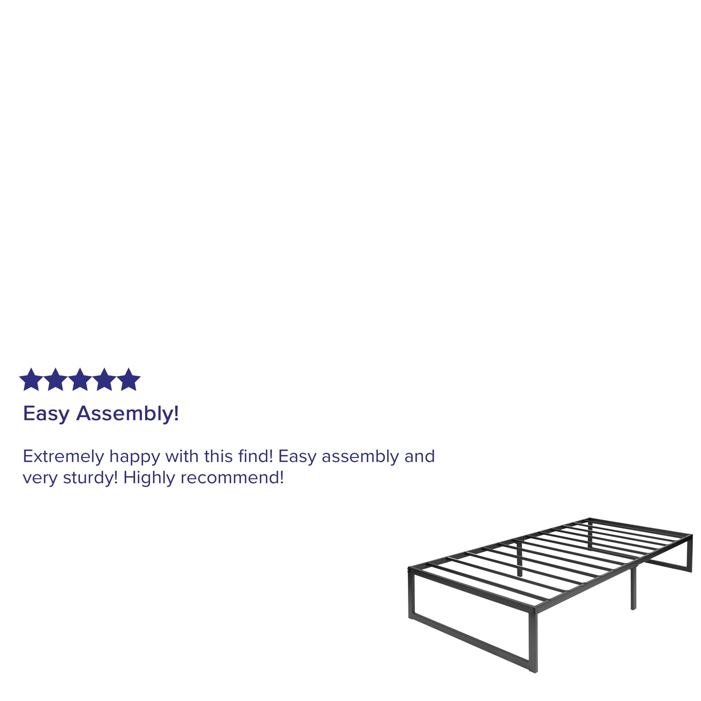 Lana 14 Inch Metal Platform Bed Frame - No Box Spring Needed with Steel Slat Support and Quick Lock Functionality (Twin)
