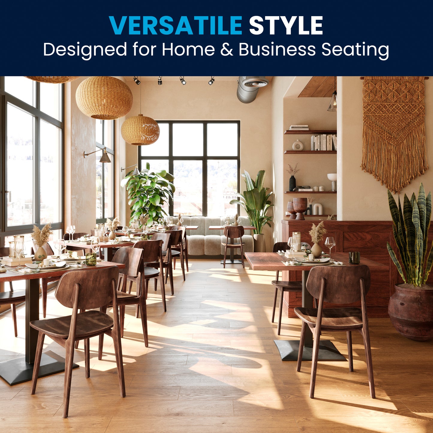 Verona Commercial Grade Solid Wood Dining Chair with Curved Oval Backrest in Antique Copper