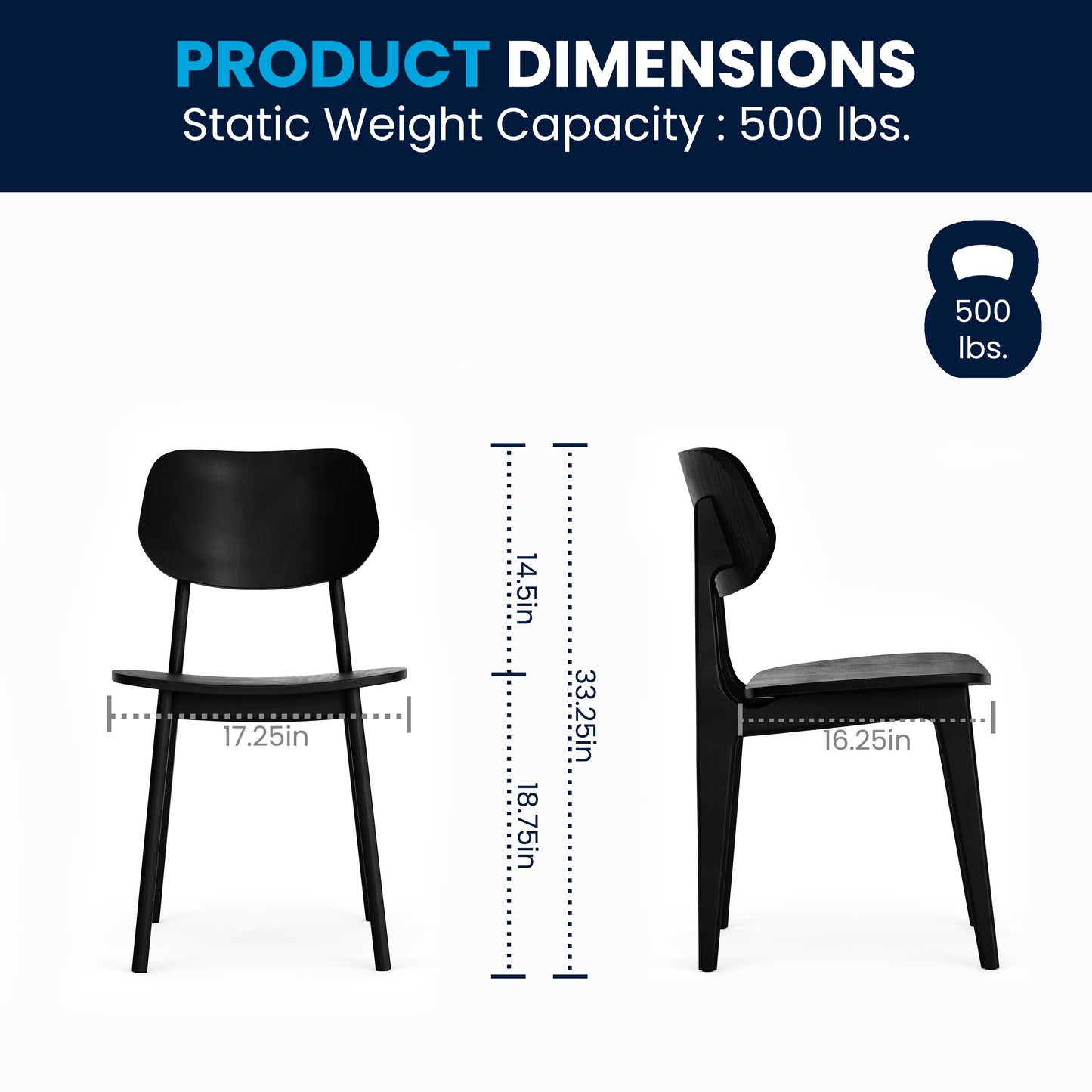 Verona Commercial Grade Solid Wood Dining Chair with Curved Oval Backrest in Black