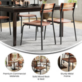 Cyprus Commercial Grade Solid Wood Dining Chair with Black Metal Frame and Antique Copper Finish