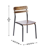 Cyprus Commercial Grade Solid Wood Dining Chair with Black Metal Frame and Antique Copper Finish
