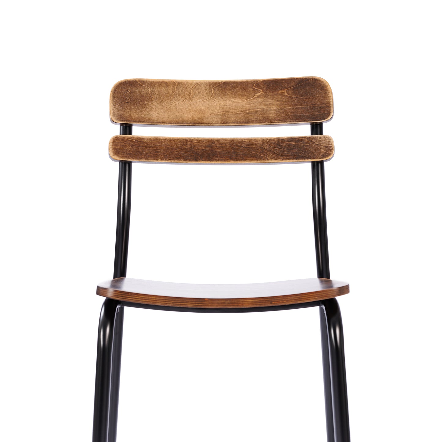 Cyprus Commercial Grade Solid Wood Dining Chair with Black Metal Frame and Antique Copper Finish