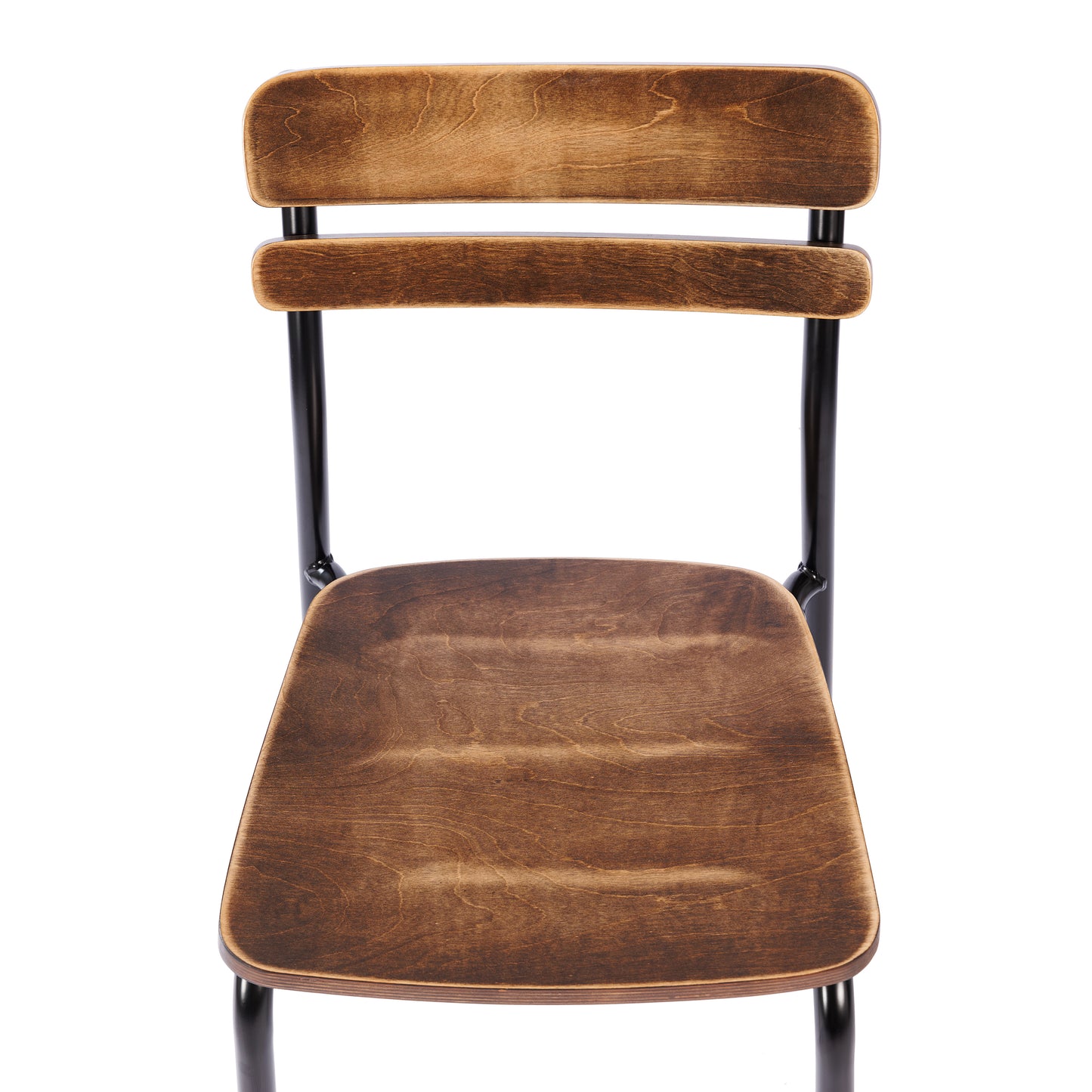 Cyprus Commercial Grade Solid Wood Dining Chair with Black Metal Frame and Antique Copper Finish