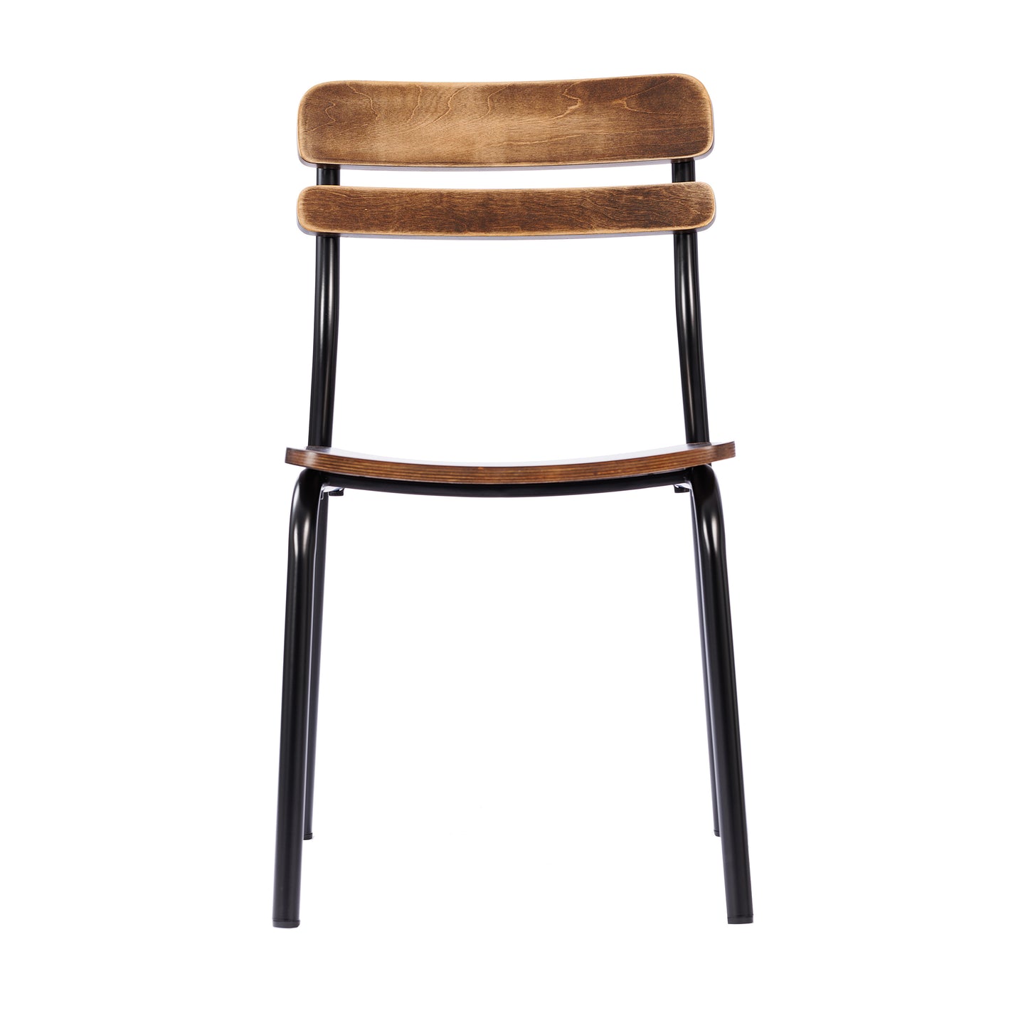 Cyprus Commercial Grade Solid Wood Dining Chair with Black Metal Frame and Antique Copper Finish