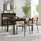 Cyprus Commercial Grade Solid Wood Dining Chair with Black Metal Frame and Antique Copper Finish