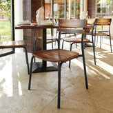 Cyprus Commercial Grade Solid Wood Dining Chair with Black Metal Frame and Antique Copper Finish