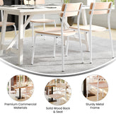 Cyprus Commercial Grade Solid Wood Dining Chair with White Metal Frame and Antique White Finish
