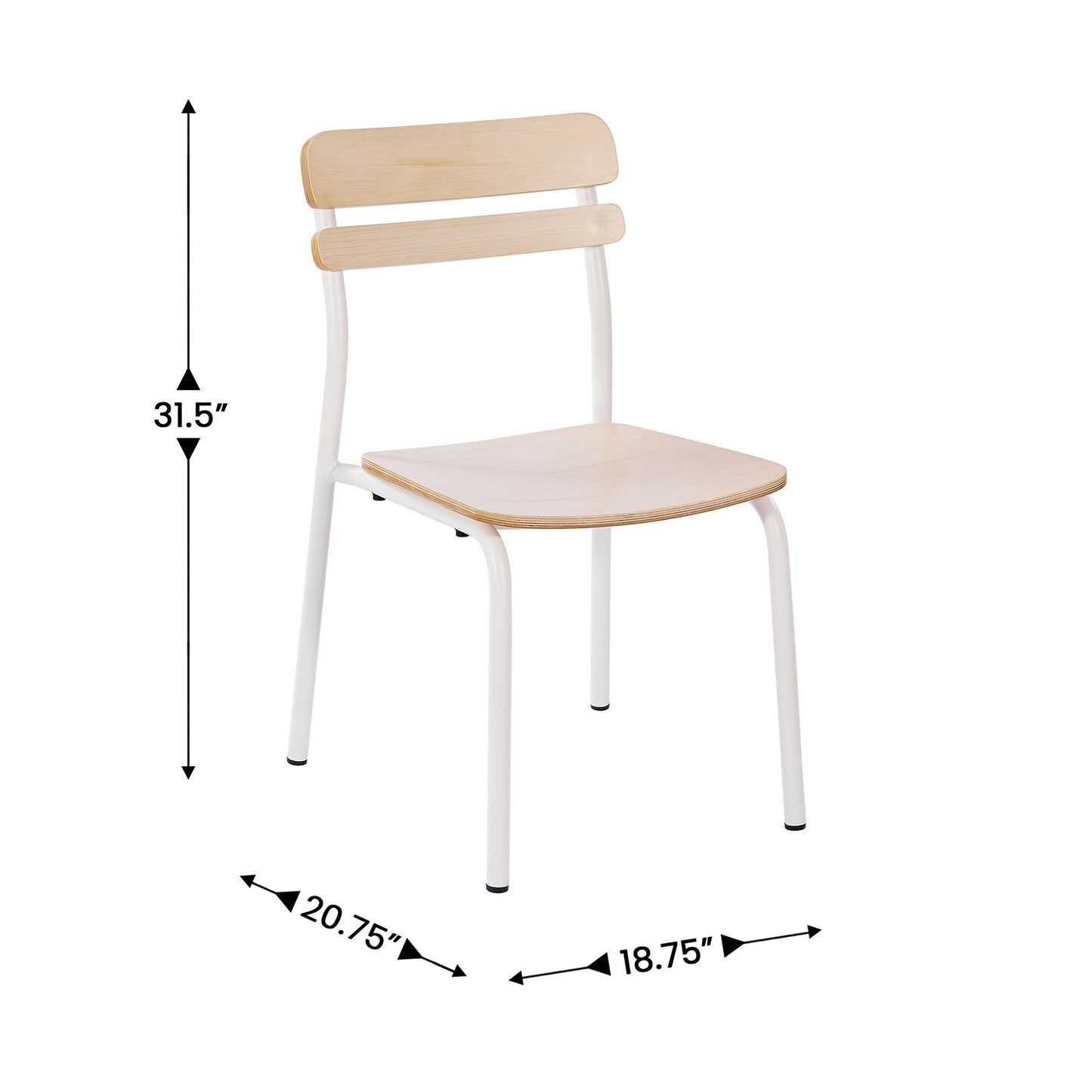 Cyprus Commercial Grade Solid Wood Dining Chair with White Metal Frame and Antique White Finish