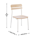 Cyprus Commercial Grade Solid Wood Dining Chair with White Metal Frame and Antique White Finish