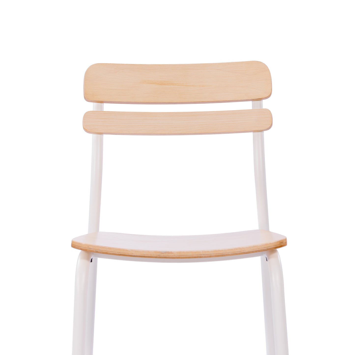 Cyprus Commercial Grade Solid Wood Dining Chair with White Metal Frame and Antique White Finish