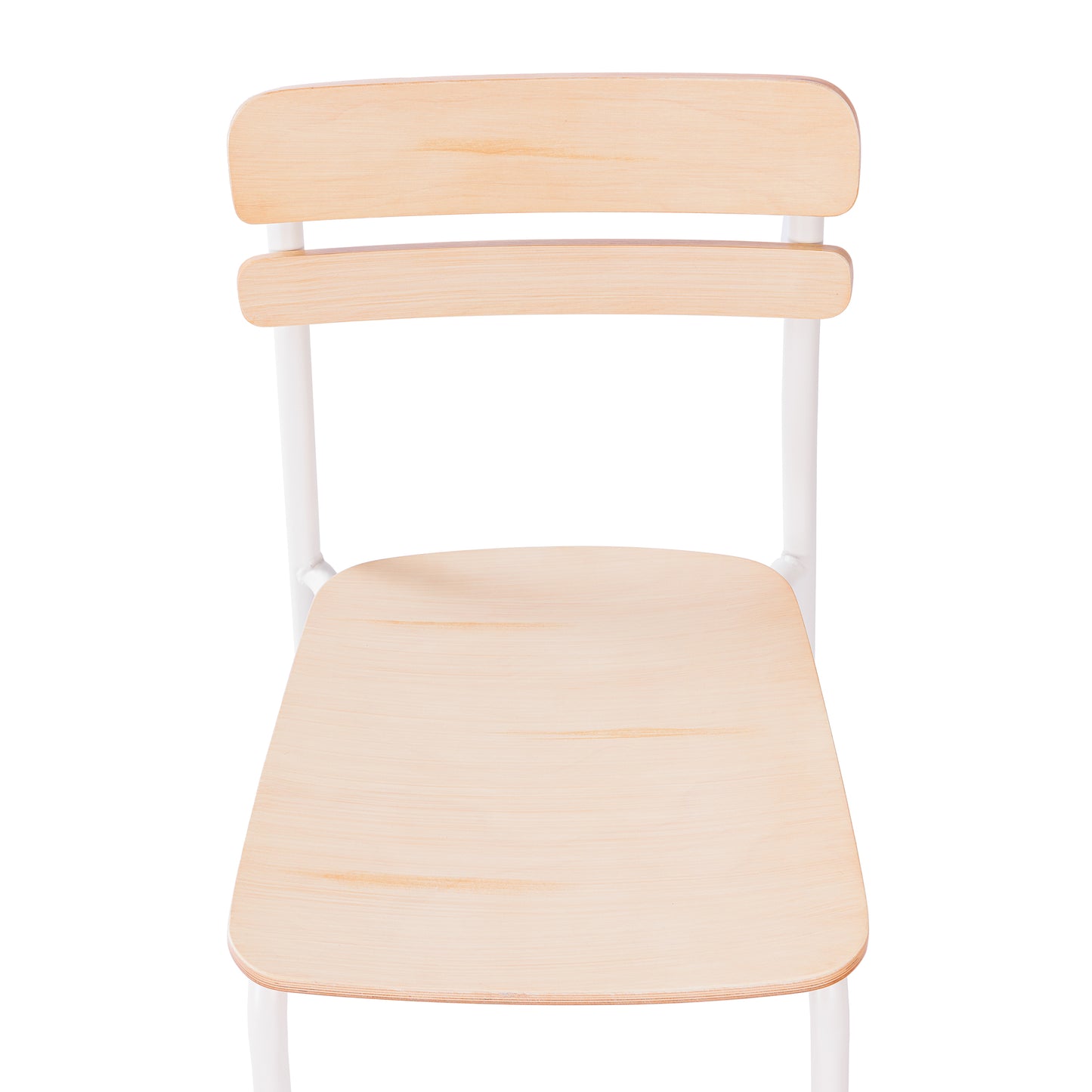 Cyprus Commercial Grade Solid Wood Dining Chair with White Metal Frame and Antique White Finish