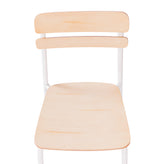 Cyprus Commercial Grade Solid Wood Dining Chair with White Metal Frame and Antique White Finish