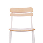 Cyprus Commercial Grade Solid Wood Dining Chair with White Metal Frame and Antique White Finish