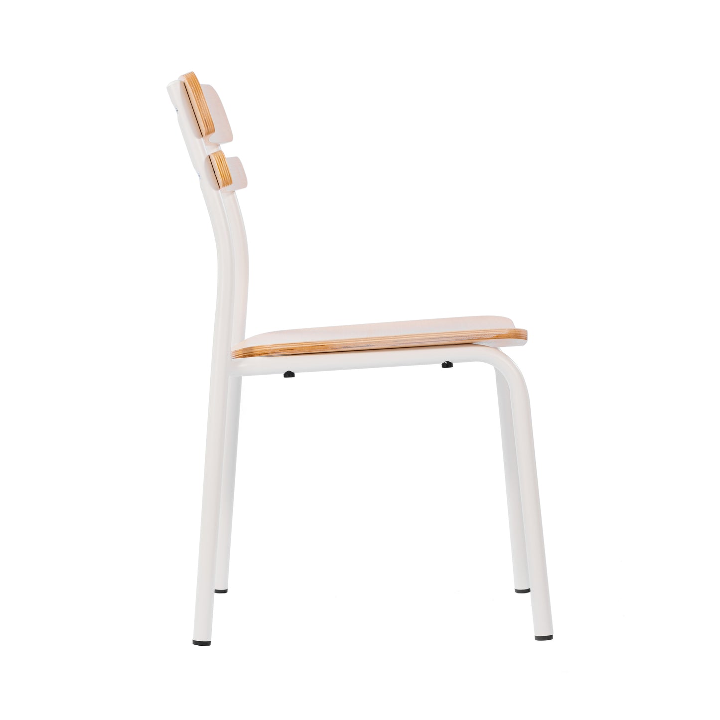 Cyprus Commercial Grade Solid Wood Dining Chair with White Metal Frame and Antique White Finish