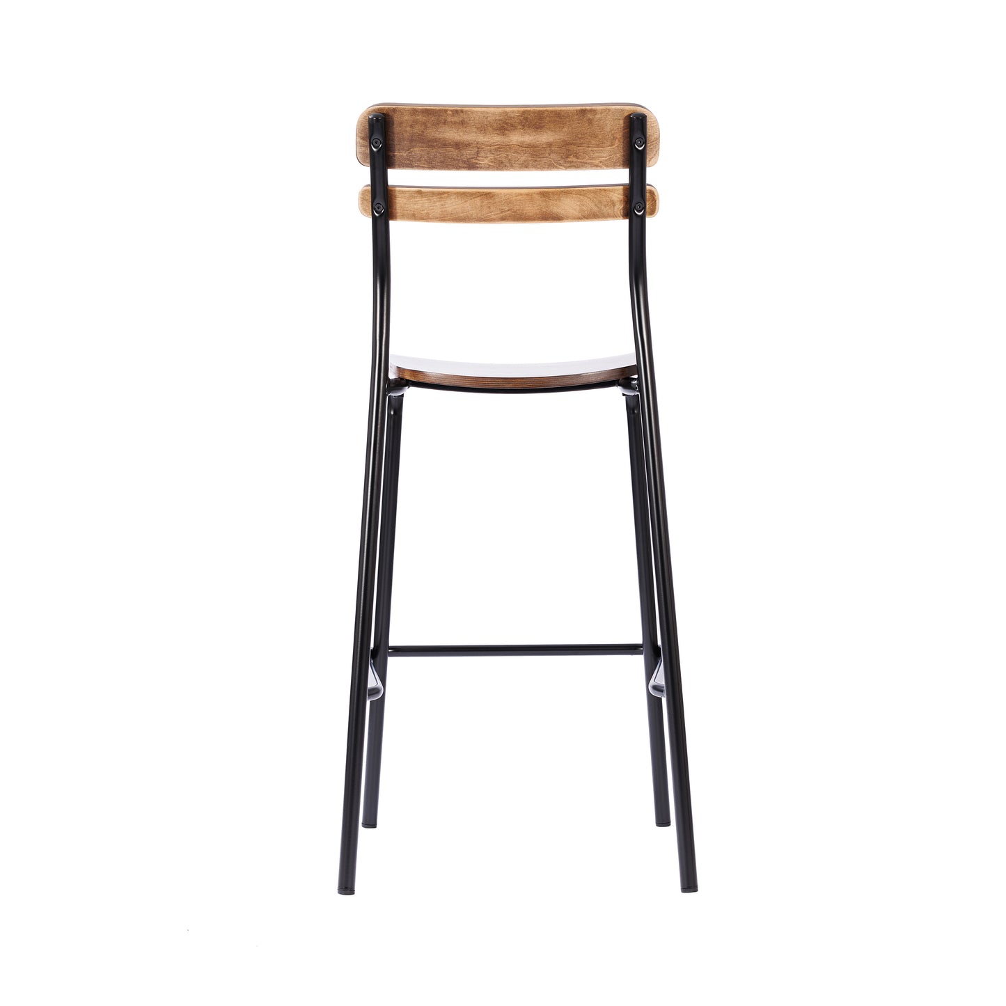 Cyprus Commercial Grade Solid Wood Bar Stool with Black Metal Frame and Antique Copper Finish