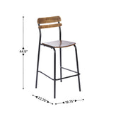Cyprus Commercial Grade Solid Wood Bar Stool with Black Metal Frame and Antique Copper Finish