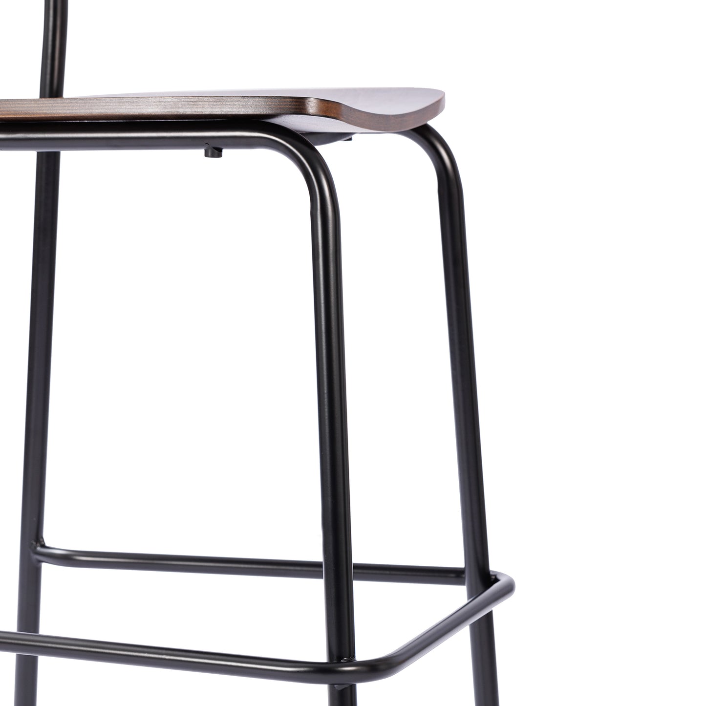 Cyprus Commercial Grade Solid Wood Bar Stool with Black Metal Frame and Antique Copper Finish