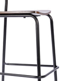 Cyprus Commercial Grade Solid Wood Bar Stool with Black Metal Frame and Antique Copper Finish