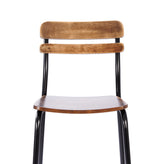 Cyprus Commercial Grade Solid Wood Bar Stool with Black Metal Frame and Antique Copper Finish