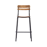 Cyprus Commercial Grade Solid Wood Bar Stool with Black Metal Frame and Antique Copper Finish
