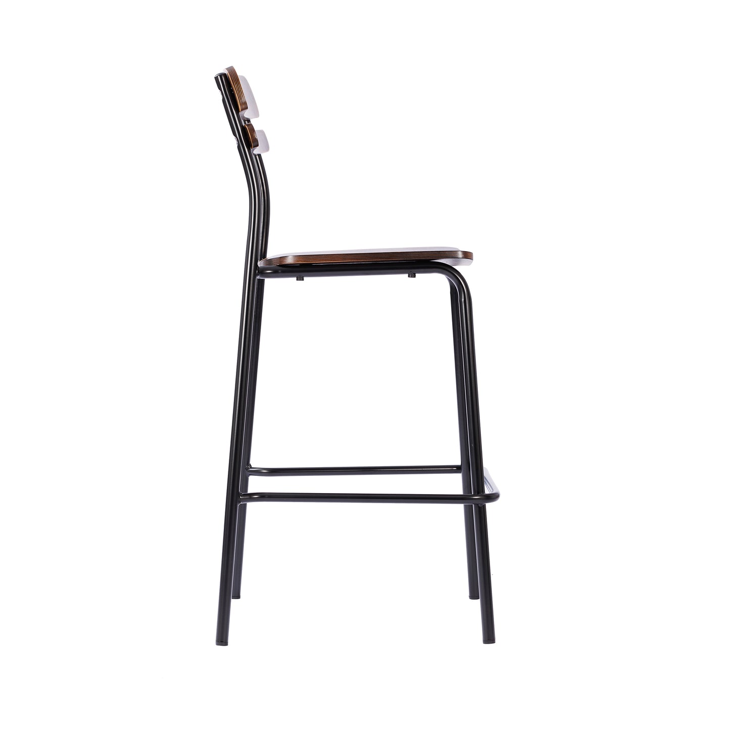 Cyprus Commercial Grade Solid Wood Bar Stool with Black Metal Frame and Antique Copper Finish