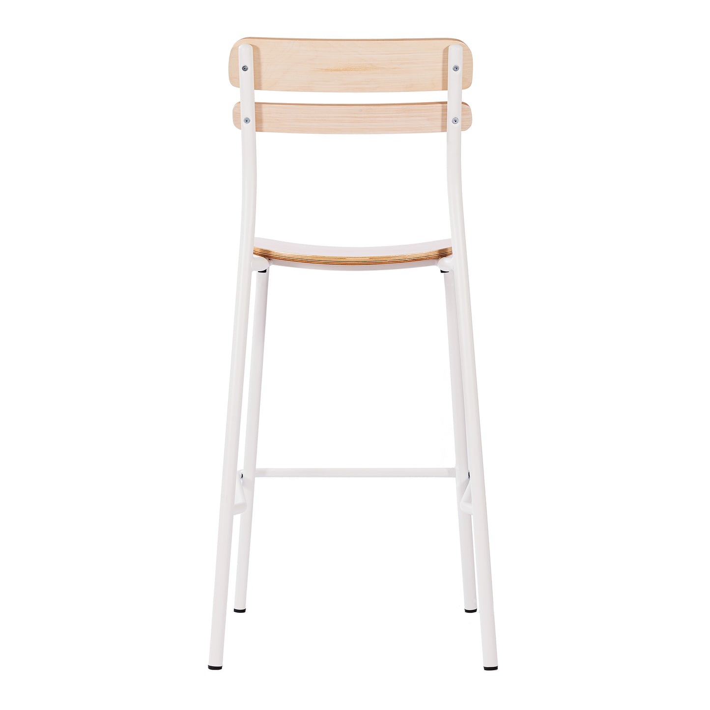 Cyprus Commercial Grade Solid Wood Bar Stool with White Metal Frame and Antique White Finish