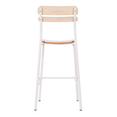 Cyprus Commercial Grade Solid Wood Bar Stool with White Metal Frame and Antique White Finish