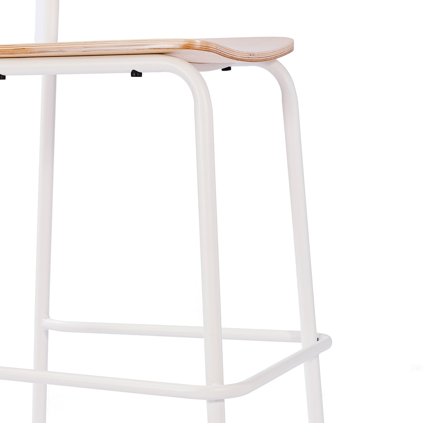Cyprus Commercial Grade Solid Wood Bar Stool with White Metal Frame and Antique White Finish