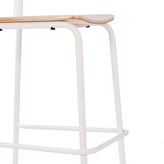 Cyprus Commercial Grade Solid Wood Bar Stool with White Metal Frame and Antique White Finish