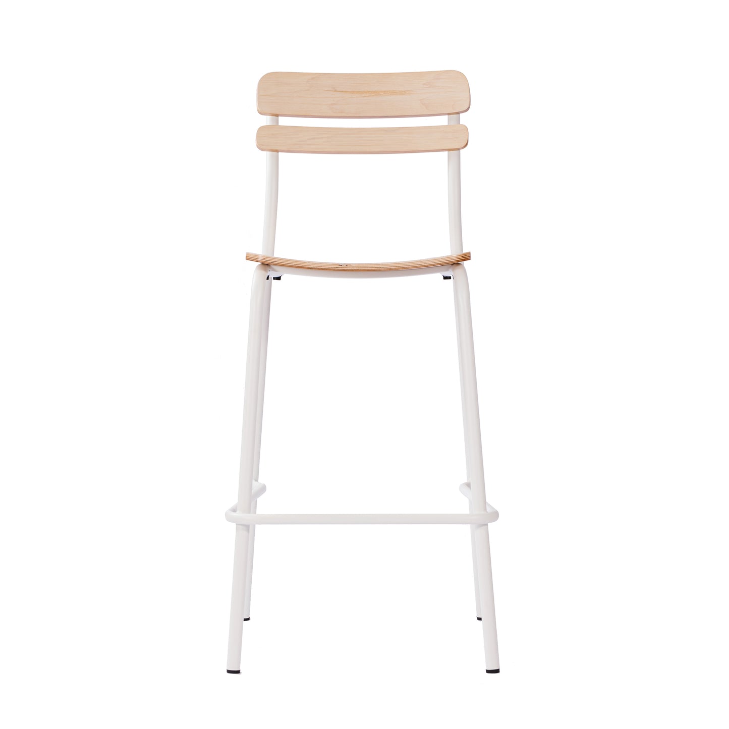 Cyprus Commercial Grade Solid Wood Bar Stool with White Metal Frame and Antique White Finish