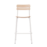 Cyprus Commercial Grade Solid Wood Bar Stool with White Metal Frame and Antique White Finish