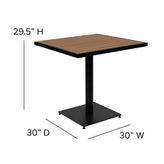 Lark Indoor/Outdoor 5 Piece Patio Dining Table Set - 30" Square Faux Teak Table & 4 Stacking Club Chairs with Teak Accented Arms