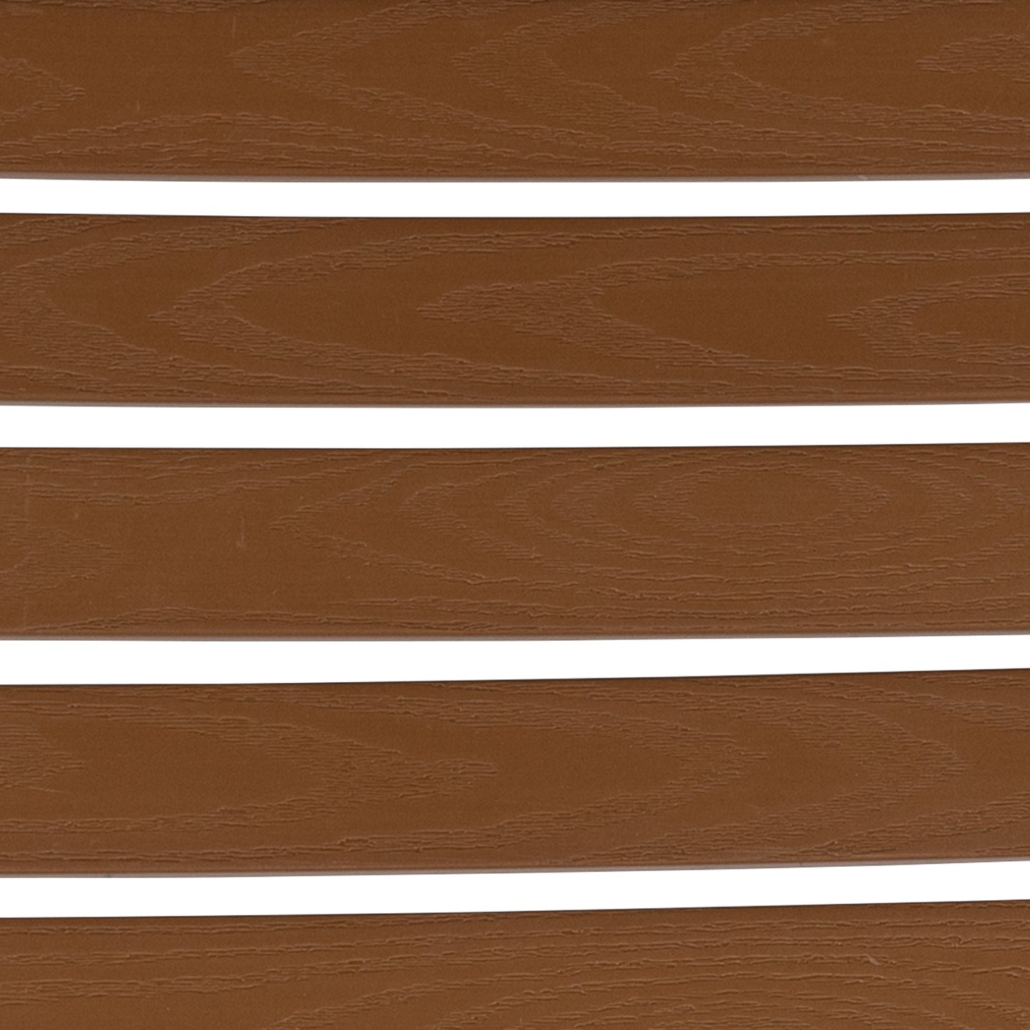Lark 5 Piece Patio Table Set - Synthetic Teak Poly Slats - 30" x 48" Steel Framed Table with 4 Stackable Faux Teak Chairs