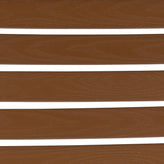Lark 5 Piece Patio Table Set - Synthetic Teak Poly Slats - 30" x 48" Steel Framed Table with 4 Stackable Faux Teak Chairs