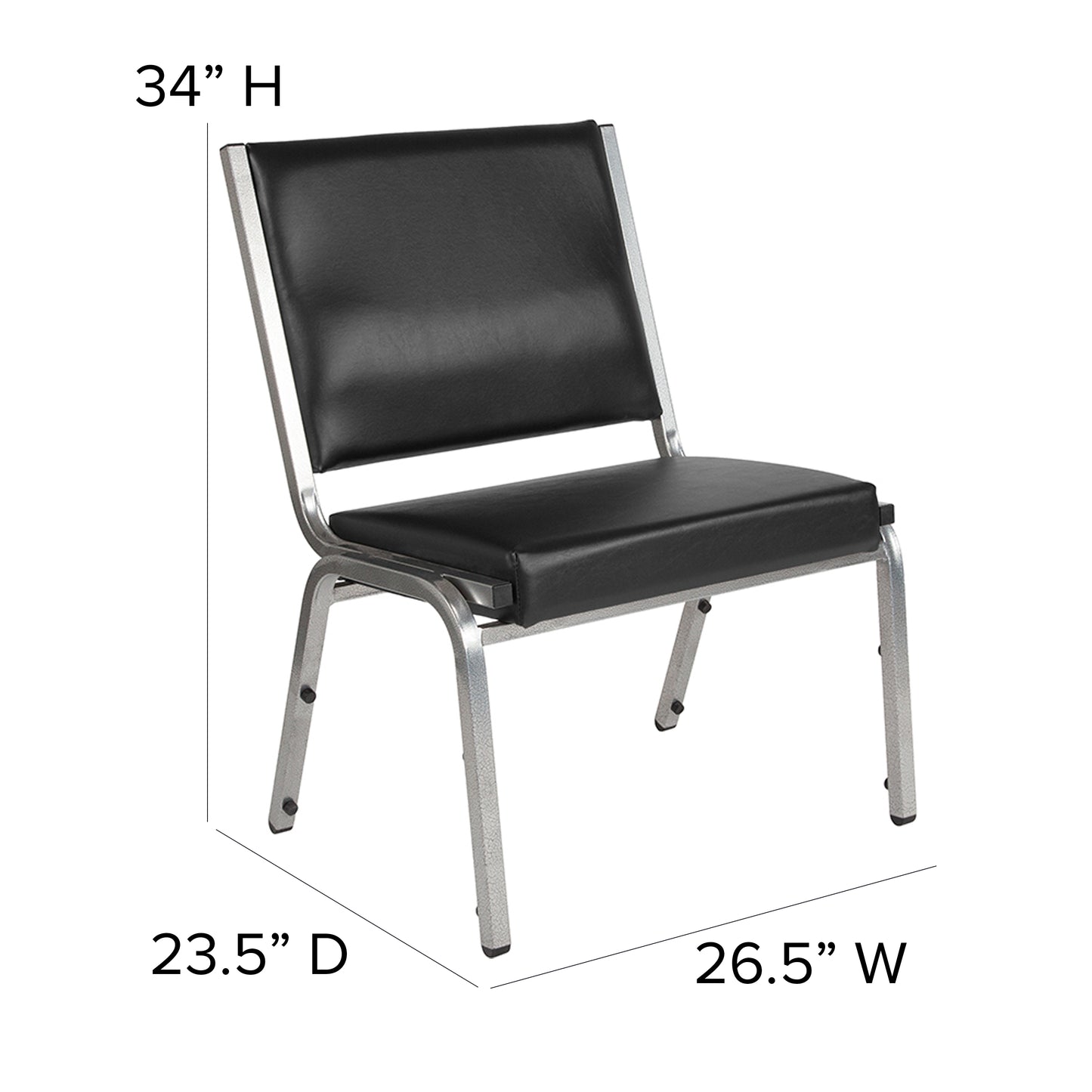 HERCULES Series 950 lb. Rated Black Antimicrobial Vinyl Bariatric Medical Reception Chair
