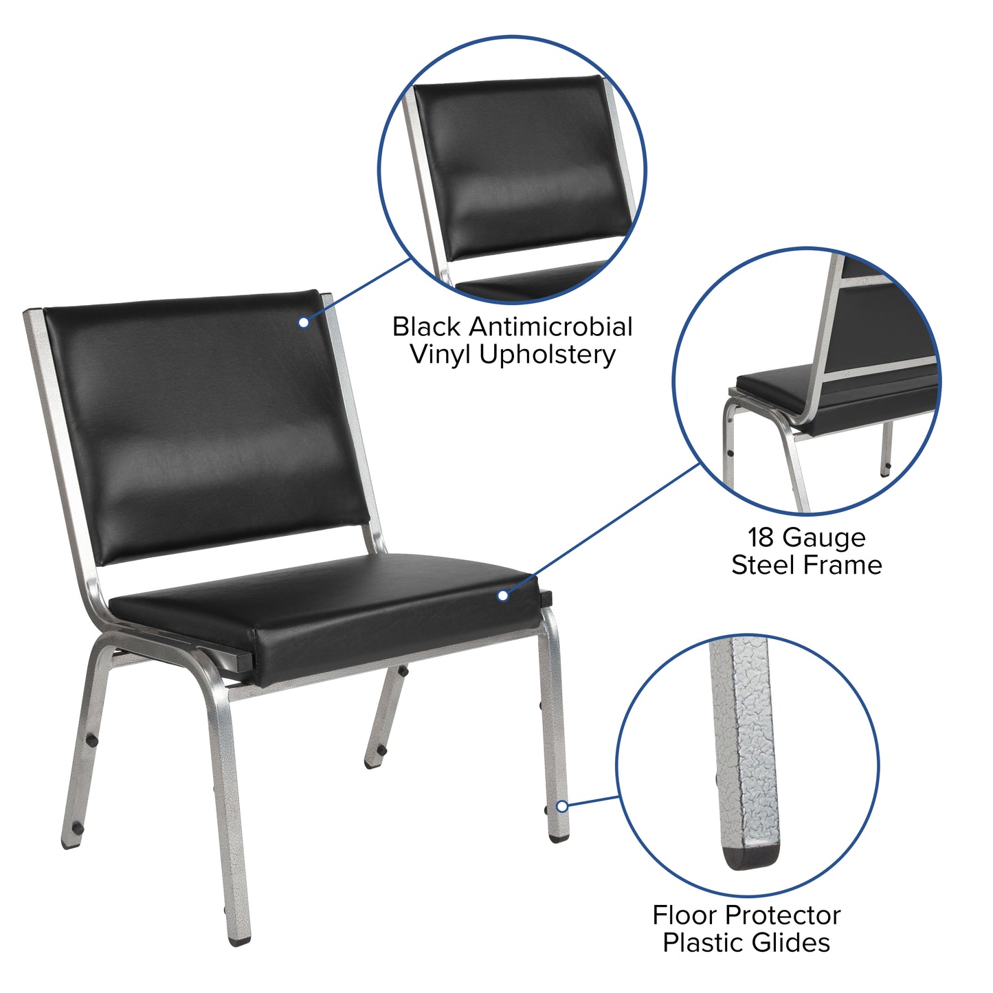 HERCULES Series 950 lb. Rated Black Antimicrobial Vinyl Bariatric Medical Reception Chair