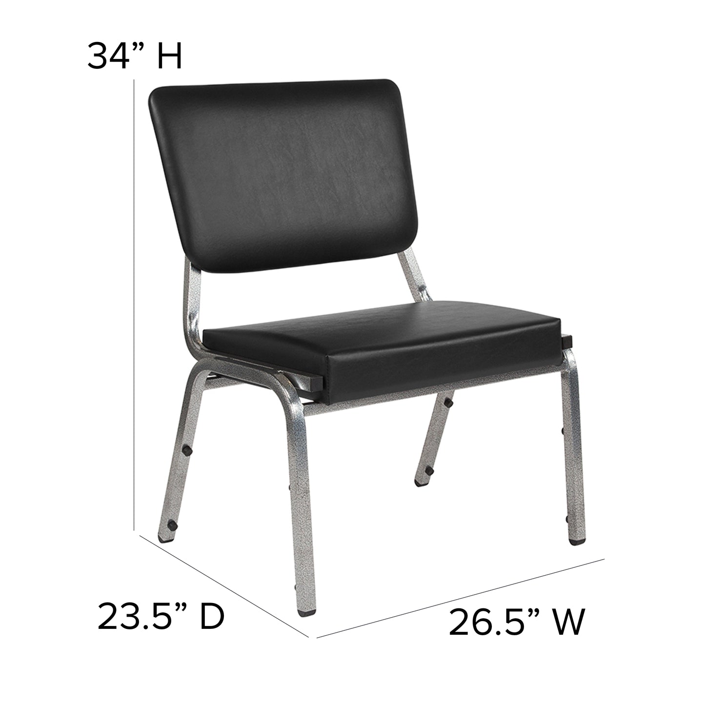 HERCULES Series 1000 lb. Rated Black Antimicrobial Vinyl Bariatric Medical Reception Chair with 3/4 Panel Back