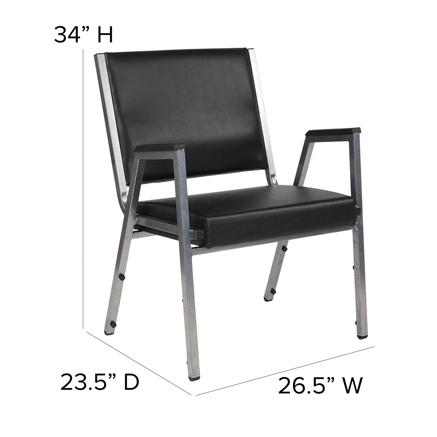 HERCULES Series 1000 lb. Rated Black Antimicrobial Vinyl Bariatric Medical Reception Arm Chair