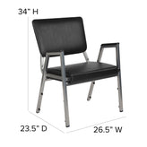 HERCULES Series 1000 lb. Rated Black Antimicrobial Vinyl Bariatric Medical Reception Arm Chair with 3/4 Panel Back
