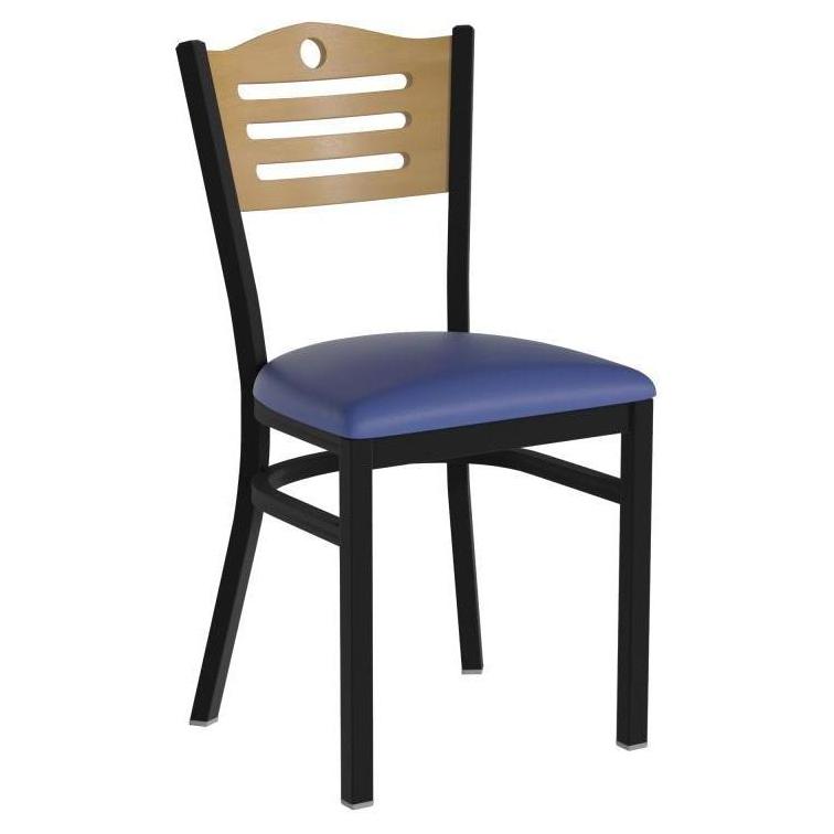HERCULES Series Black Slat Raised Back Metal Restaurant Chairs