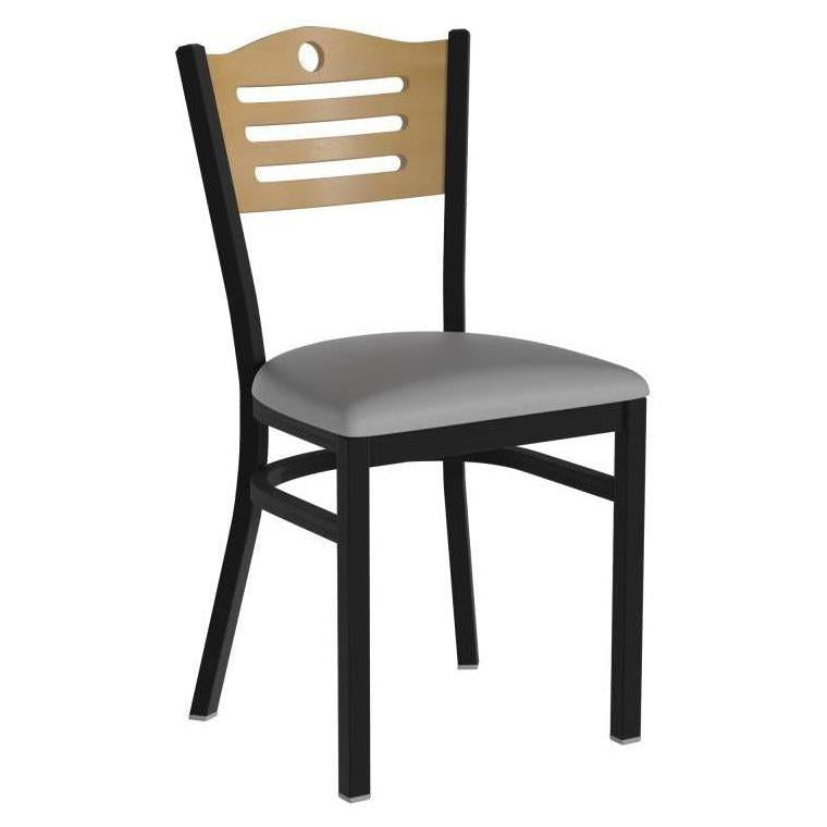 HERCULES Series Black Slat Raised Back Metal Restaurant Chairs