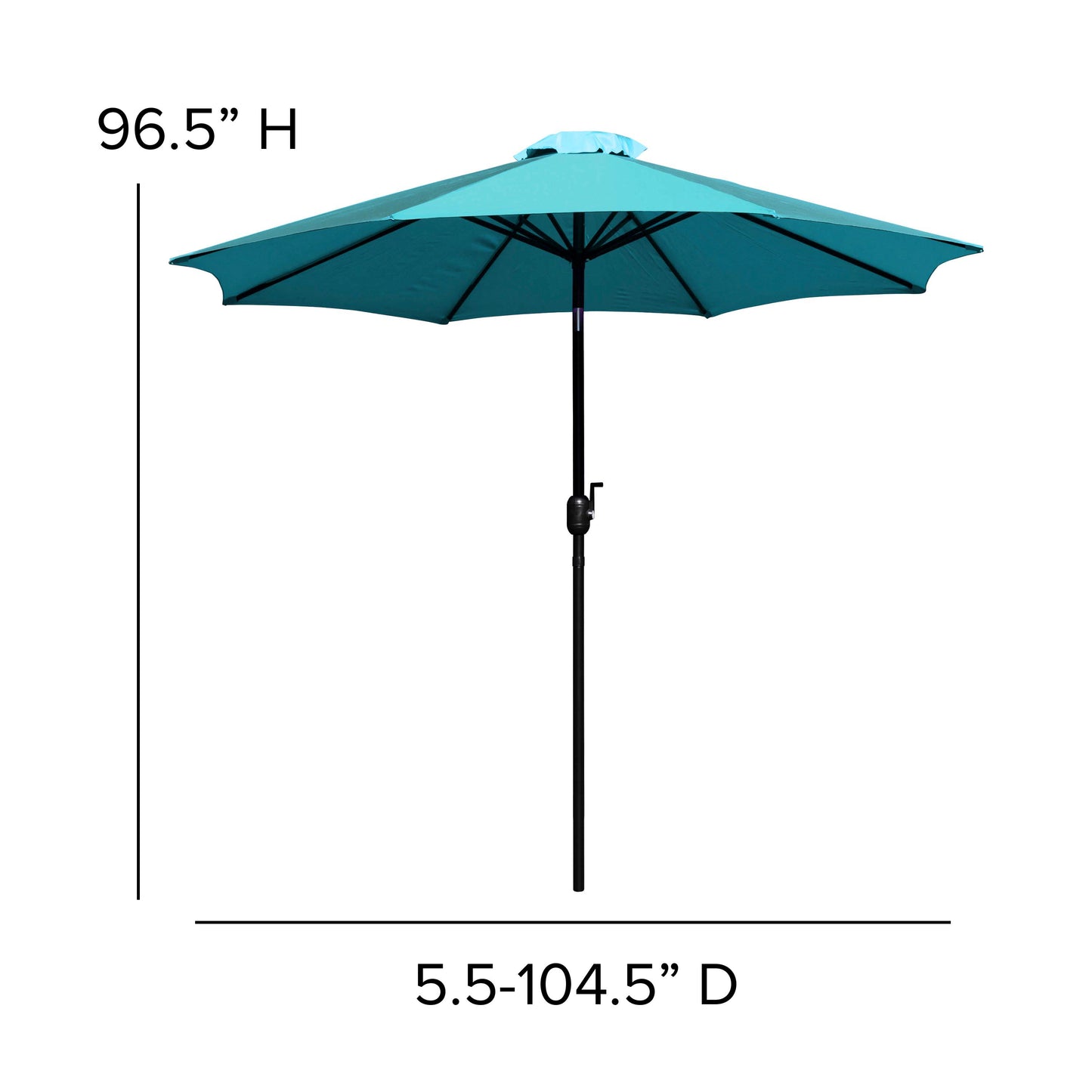 Lark 5 Piece All-Weather Deck or Patio Set-2 Stacking Faux Teak Chairs, 35" Square Faux Teak Table, Teal Umbrella & Base